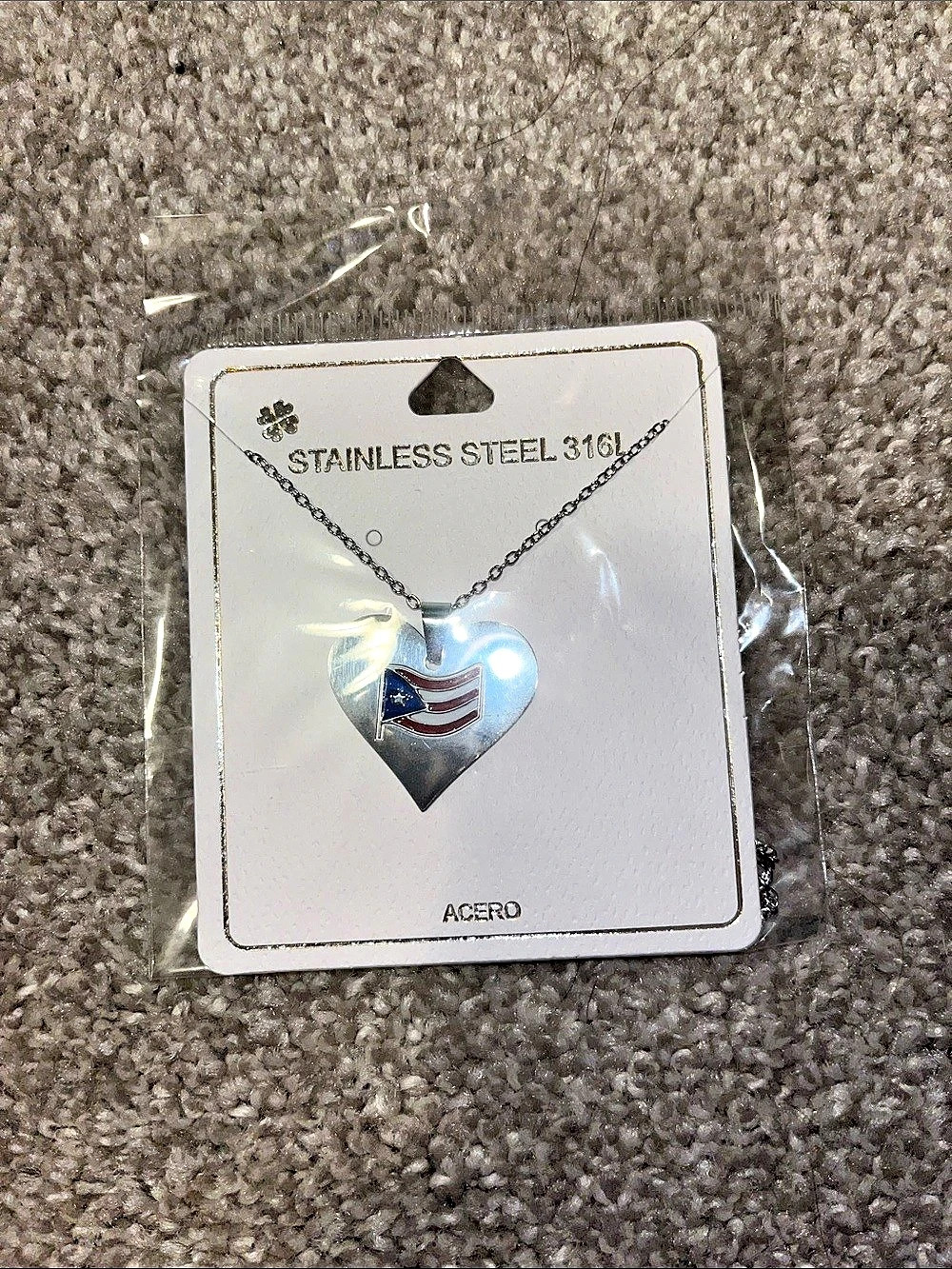 Heart Pendant Necklace in Silver & Blue NWT